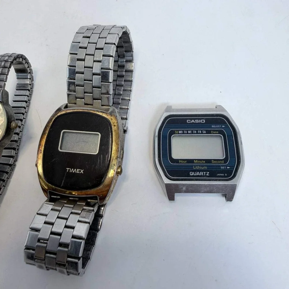 Vintage Watch Lot Timex Mechanical Digital Waltham Diamond Casio Quartz Untested